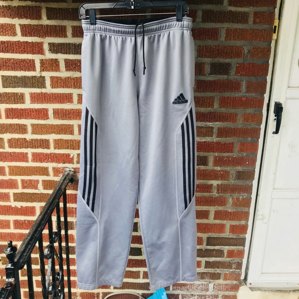 Adidas Gray and Black Stripe  Track Pants